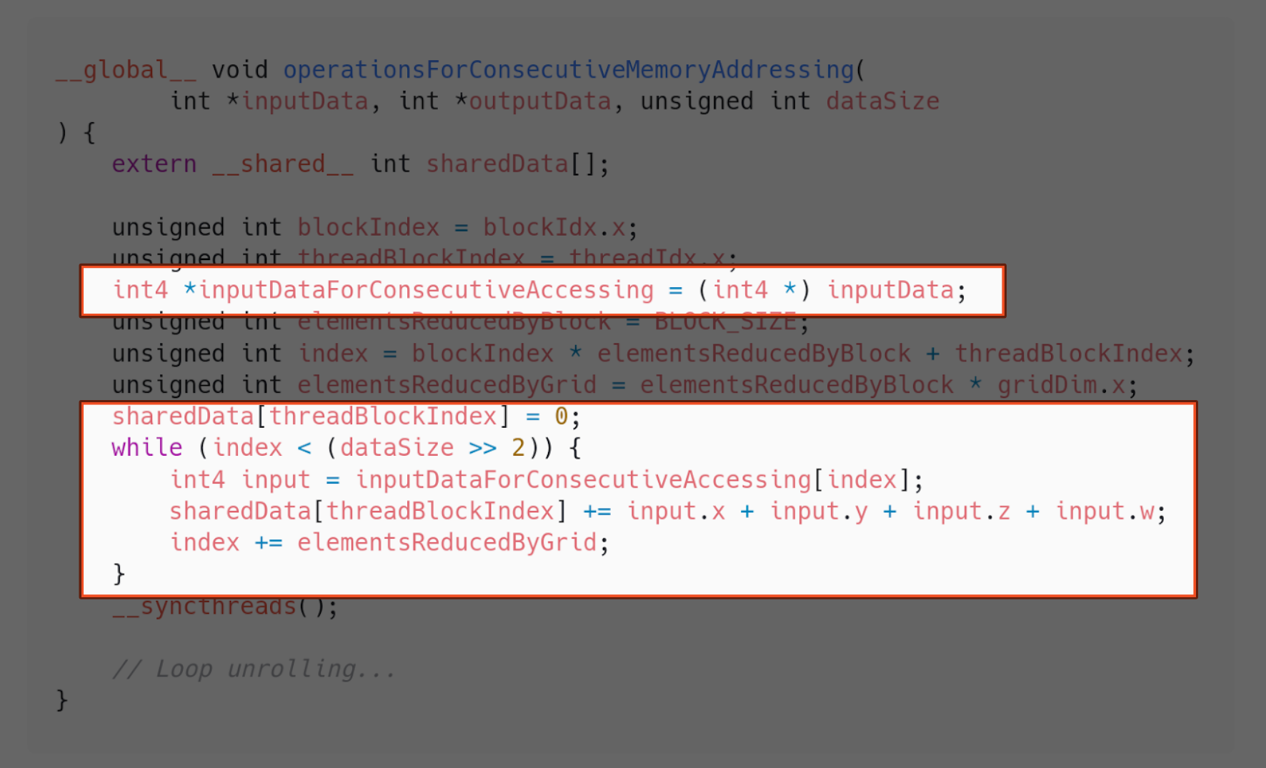 Consecutive memory addressing